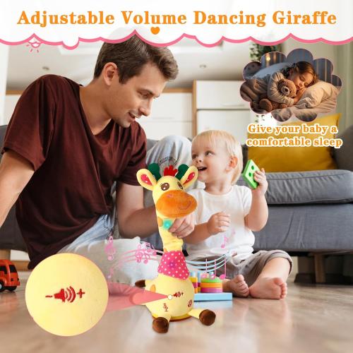 Dancing Giraffe Toy Stuffed Animal Baby Toys Singing Song Toddlers Toy Repeats What You Say Glowing Musical Toy for Baby Birthday Gift Groovy Giraffe Toy