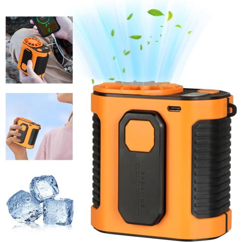 2026 AI Portable Fan Rechargeable, 10 Speeds 6600RPM Strong Airflow, Hands-Free Hanging Neck Fan,Strong lighting, temporary power bank, Wearable Belt Fan for Camping, Outdoor, Jobsite