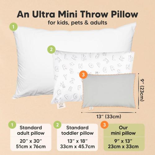 Mini Toddler Pillow with Pillowcase, 9x13 My Dreamy Pillow, French Gray