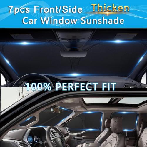 KMF 7pcs Thicken Full Window Sun Shades for Tesla Model 3 Accessories 2020-2024, Car Window Covers Sunshade for Windshield Side, UV Block Visor and Privacy Blackout for Camping Outdoor