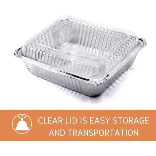 (35 Pack) 8x8 Aluminum Pans with Clear Plastic Lids - Square Baking Cake Pans - Foil Pans with Lids - Disposable Food Containers Great for Cooking, Heating, Storing, Prepping Food