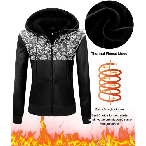 Size L...Hoodies for Women Winter Warm Thick Sherpa Lined Fleece Sweatshirt - Full Zip Up Tie Dye Hooded Jacket