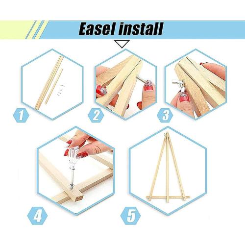 MaiMMaledy Paint by Numbers Kit for Adults Beginners Canvas Pictures with Framed Drawing Painting with Wooden Triangle Easel Pink Flowers *missing paint*