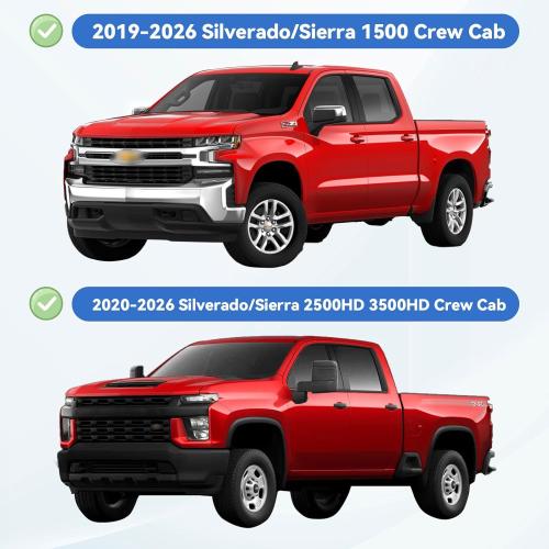 Window Visors Rain Guards for 2019-2026 Chevy Silverado/GMC Sierra 1500 Crew Cab, Out-Channel Window Vent Wind Deflectors Visors Shades for 20-26 Silverado/Sierra 2500HD 3500HD Crew Cab