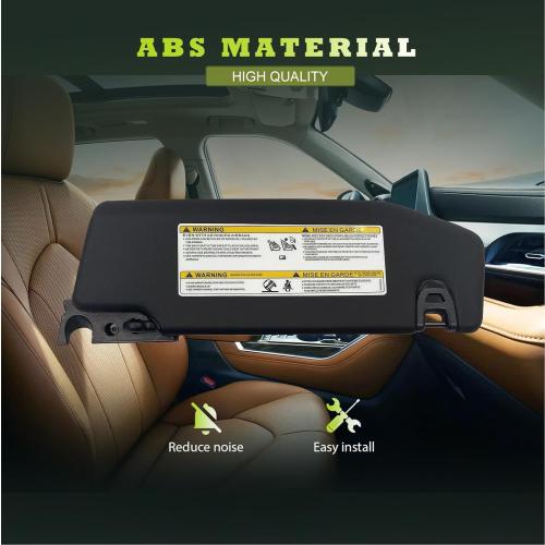 Sun Visor Replacement Fit for Jeep Wrangler JR Gladiator 2018-2023 Sunshade with Vanity Light for 6BR80TX7AQ
