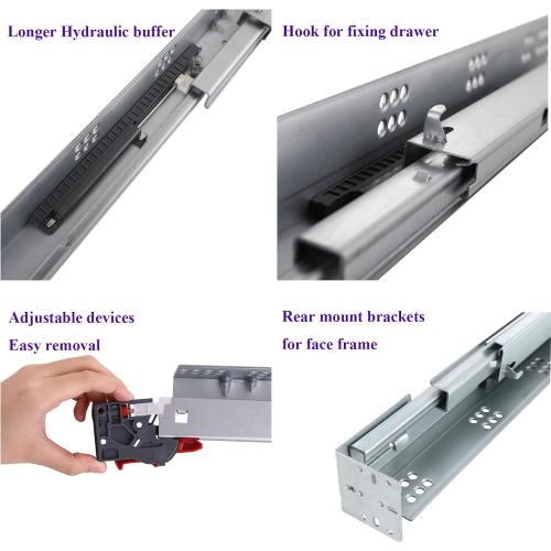 Undermount Concealed Soft Close Drawer Slides 15inch,6 Pairs Full Extension Drawer Glides Runners with Locking Device and Rear Mounting Brackets