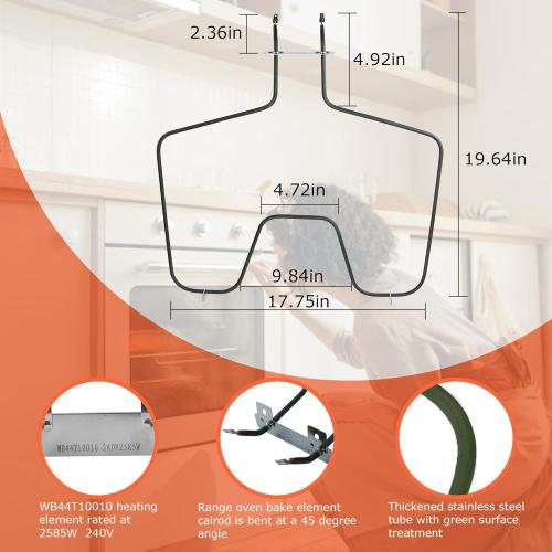 Replacement GE Oven Bottom Heating Element WB44T10010 - Compatible with GE Spectra Oven Element, 2585W, 240V, Fast Heating & Easy Installation