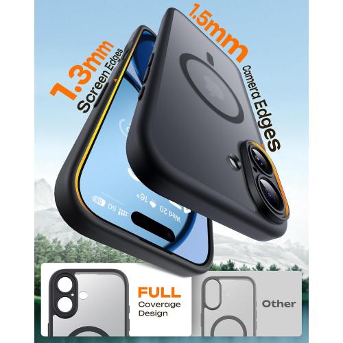 TOCOL for iPhone 17 Case, Compatible with Magsafe, Full Camera Protection, Built-in Magnetic Ring, Drop Protection, Translucent Matte Phone Case for iPhone 17 6.3 inch (Black)