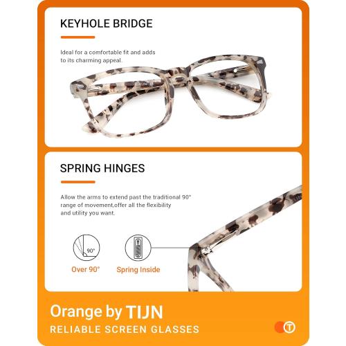 TIJN Blue Light Blocking Glasses for Women Men Clear Frame Square Nerd Eyeglasses Anti Blue Ray Computer Screen Glasses
