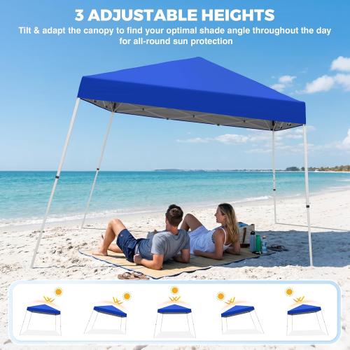 COOS BAY 10x10 Pop Up Canopy Tent, Portable Outdoor Shelter with Carry Bag for Tailgate, Party, Beach, Picnic, and Camping, 10x10 Base 8x8 Top, Blue