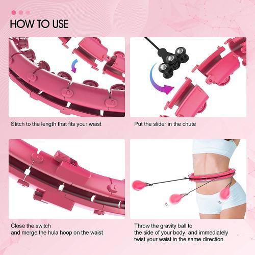 Smart Weighted Hoola Fitness Hoops for Adults Weight Loss, 24 Detachable Knots, 2 in 1 Adomen Fitness Message (PURPLE)