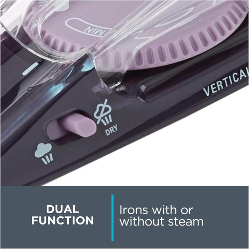 Rowenta Travel Iron, Pro Compact Stainless Steel Soleplate Hand Held Steamer Iron for Clothes, 200 Microsteam Holes, 1000 Watts Ironing, Fabric Steamer, Dual Voltage, Mini Iron, Purple, DA1560
