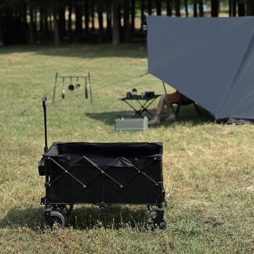 Wagon cart Black Wagon Cart with Wheels Foldable Oxford Yard Carts and Wagons Garden Portable Hand Cart Garden Cart with Tie Rope Foldable