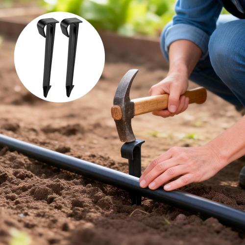 RedChili 9 Pack 1/2 Inch Irrigation Tubing Hold Down Anchor Stakes, Heavy Duty Drip Tubing Stakes 1/2 Drip Irrigation Tubing Fittings for Lawn Raised Bed Greenhouse Plant Watering System