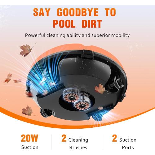 Upgrade Cordless Robotic Pool Cleaner for Above Ground Pool Vacuum Robot with Dual Motors, Automatic Pool Vacuum for Inground Pools Up to 1000 Sq.Ft (Lasts 120 Mins)