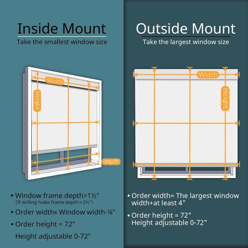 Motorized Blinds No Drill Automatic Cordless Roller Shades for Windows - Electric Smart Blinds with Remote Control (Black, 31 x 72)