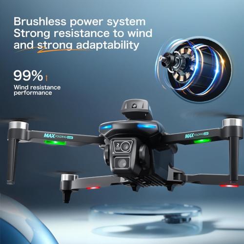 Remote Control Drone with Dual Cameras Obstacle Avoidance Brushless Foldable 360 Degrees Flip WiFi 2.4GHz RC Quadcopter Toy Kids Adults Birthday Gift (Black)