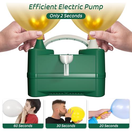 Electric Balloon Pump for Party Decorations – Portable Inflator, Auto Shutoff, Balloon Air Pump Dual Nozzle Rose Red 110V 600W