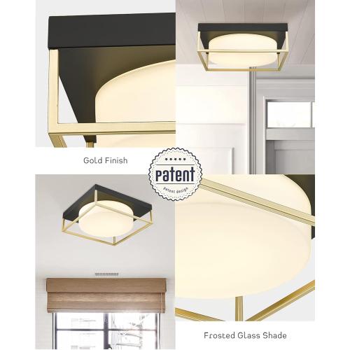 CALDION 3Pack Ceiling Light Fixture, 12 Inch 24W 950 Lumen LED Flush Mount Light Fixture, Dimmable 3000K, Square Ceiling Lamp for Bedroom, Kitchen, Hallway