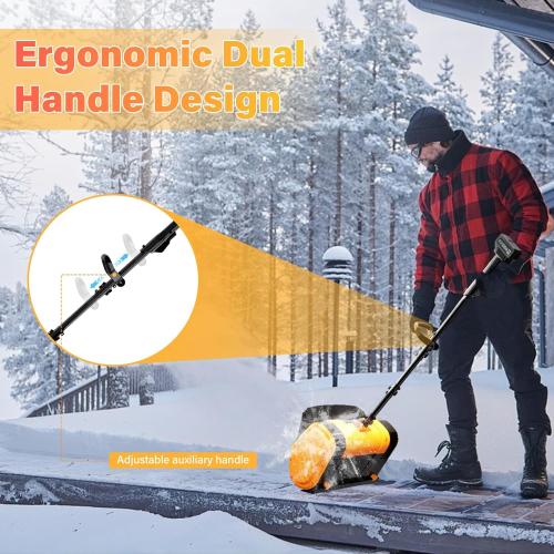 Cordless Snow Shovel, 21V Brushless Motor, 4.0AH Electric Snow Blower, 14 Clearing Path - 26 ft Throwing Distance for Sidewalk, Deck & Patio(2 * 4.0Ah Battery & Quick Charger Included)