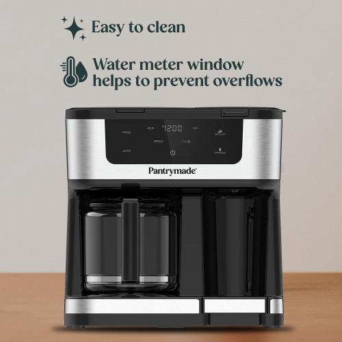 Black Deluxe 12-Cup Coffee Maker & Single Serve Brewer – Programmable, K-Cup Compatible, Adjustable Brew Size, Glass Carafe, Auto Shut-Off - Ideal for Home or Office