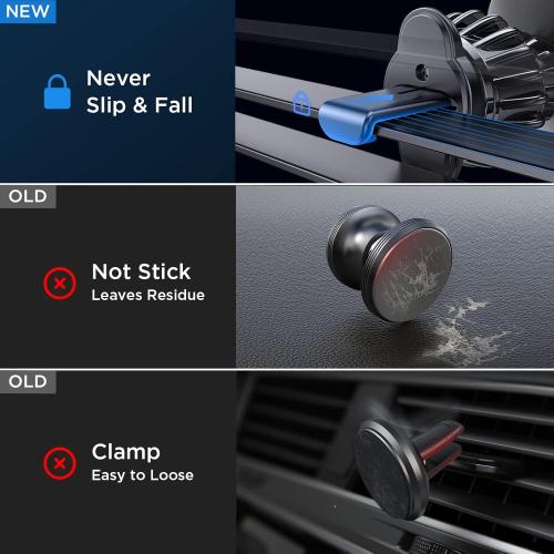 LISEN Magnetic Phone Holder for Car, Upgraded Clip   Ultra 6 Strong Magnets, Phone Magnets for Back of Cell Phone, Soporte de Telefono para carro, Gifts for Women Men, Car Accessories