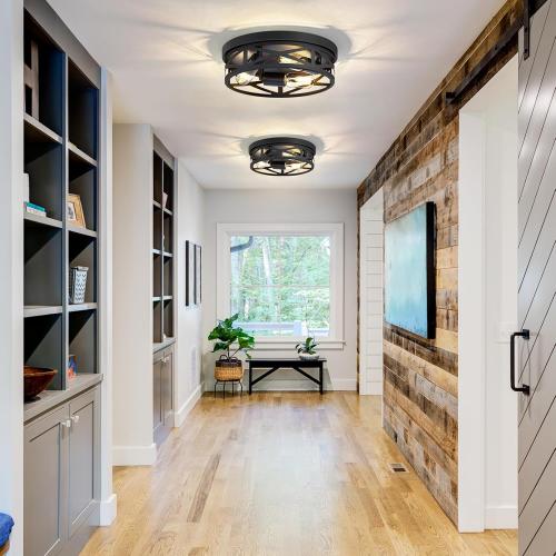 ZHU YAN 2 Pack Flush Mount Ceiling Light Fixture,3-Light Hallway Light Fixtures,13 inch Light Fixture Ceiling Mount for Kitchen Entryway Hall,E26 Base