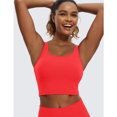 CRZ YOGA Butterluxe Racerback Crop Tank Tops | Light Support, Removable Pads, Yoga, Extremely Soft, Scoop Neck, Longline Sports Bras for Women