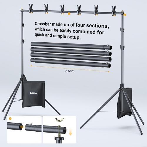 LINCO Lincostore Backdrop Stand for Parties Kit 10x7 ft Adjustable Back Drop Photography Studio Photo Background Support System with Clamps, Sand Bag, Carrying Bag 4172 4174 (10x7 ft)