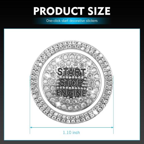 Crystal Rhinestone Car Engine Stop Decoration Ring Sticker, Sparkling Rhinestone Push Start Button Decorative Cover, Bling Interior Accessories for Women, Universal for Most Car (White)