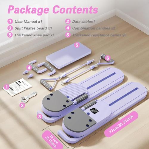 Pilates Board, Upgrad Pilates Reformer Machine, 6-in-1 Multifunction Abdominal Fitness Board for Home Workout Equipment, Portable Reformer Machine for Full Body Workout