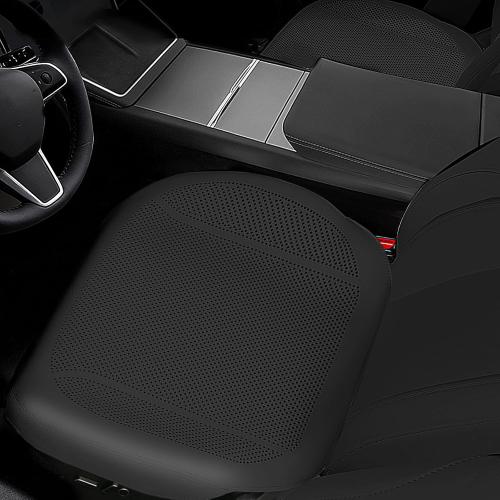 2 PCS Nappa Leather Car Front Seat Covers for 2025 2026 Tesla Model Y/3 Highland/Juniper Breathable Perforated All-Season Universal Bottom Seat Protectors for Tesla Accessories, Black