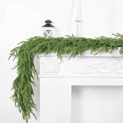 XmasExp Norfolk Pine Garland 9FT Real Touch Realistic Artificial Christmas Garland Decorations for Mantle Windows Indoor Outdoor