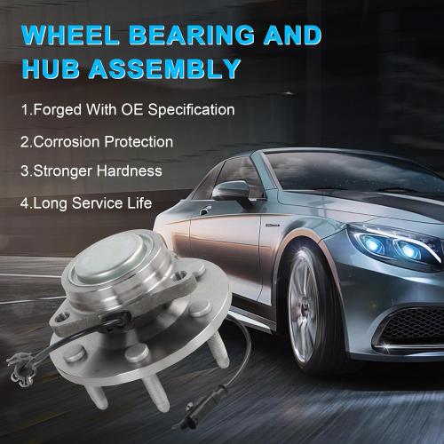 515097 Front Wheel Bearing Hub Assembly 6 Lugs w/ABS 2Pcs Fits for Cadillac Escalade 07-14, Chevy Avalanche Silverado 07-13/ Suburban Tahoe 07-14, GMC Sierra 07-13/ Yukon 07-14 OE SP450303