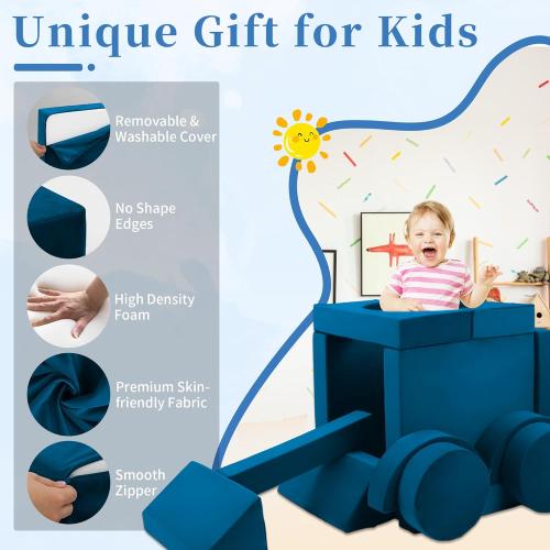 Toddler Couch Kids Sofa Modular - 18pcs Children Couches Building Fort, Convertible Foam Playing Cushion Creative Playroom Floor Furniture for Baby 1-3 to Teen Sofa and Play Set