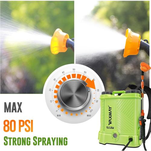 Battery Powered Backpack Sprayer 3.2 Gallon, VAXMAY 80 PSI Electric Garden Sprayer Works with Makita 18V Battery, Weed Lawn Sprayer with Telescopic Wand, 5 Nozzles, 2.0 Ah Battery & Charger Included