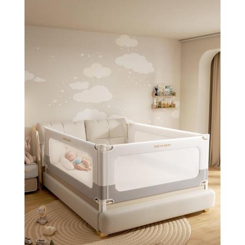 3 Piece Bed Rails for Queen Bed, No-Drill Needed Baby Bed Rail Guard | Thickened Bed Bails for Toddlers, Child Safety Side Railing Guards, Height Adjustable Bedrail for Kids, 60x78.7x78.7in