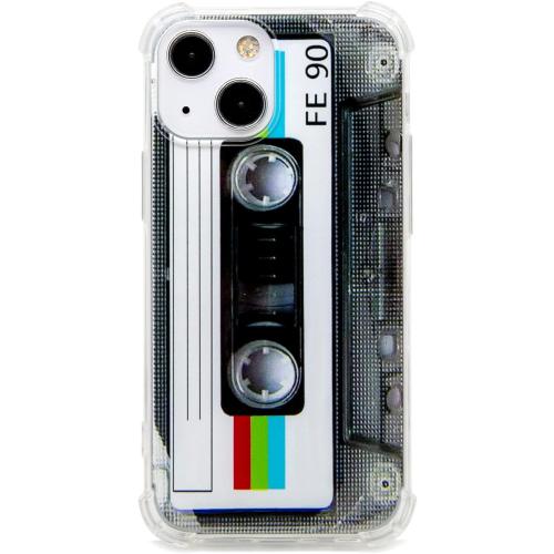 FAteamll Case for iPhone 13 Mini Matte Finish Heavy Duty Soft Back Cover with Reinforced Corners TPU Soft Bumper Retro Cassette Tape Case Compatible with iPhone 13 Mini