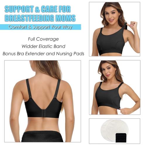 Hands Free Pumping Bra Hands-Free Breast Pump Bra Nursing Bras for Pumping Adjustable Breast-Pumps Holding and Nursing Bra (Black, Small)