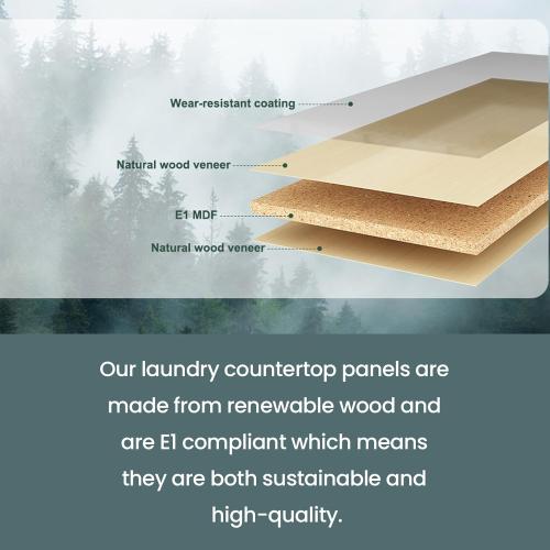 Washer Dryer Countertop,54''X27.6'' Wave Edge Wood Shelf Topper with Anti-Slip Patches,Laundry Room Washer and Dryer Laundries Hamper Counter Storage Organization (Black)