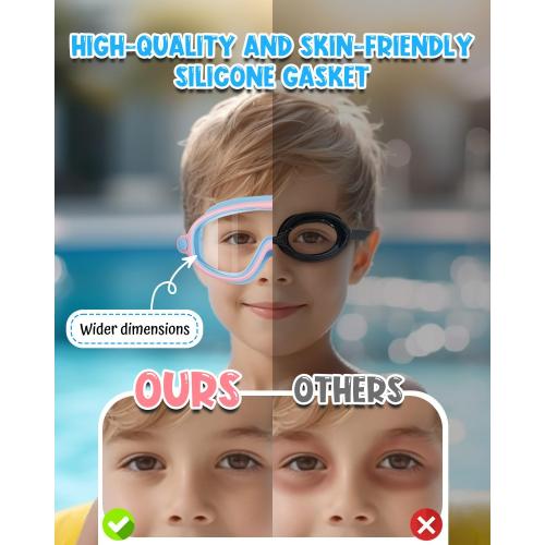Rantizon Swim Goggles 2 Pack, Wide View Anti Fog&UV Swimming Goggles for Audlt, No Leaking Swim Glasses for Men Women Kids