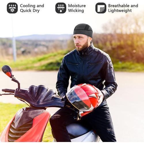 Skull Cap Helmet Liner Beanie, Cooling Mesh Cycling Running Hat for Men Women, Fits Under Helmets