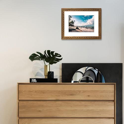 AUEAR, 12x16 Ornate Photo Frame, Bronze Color, with White Mat for 8x12 Picture & Real Glass (2 Pack)
