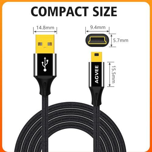 6.6ft Mini USB Cable Replacement Charger Charging Cable Cord for Leapfrog Kids Tablet, LeapPad 3 / Platinum/Ultra Xdi/Ultra Kids, LeapReader Pen, OneTouch Verio IQ, Black
