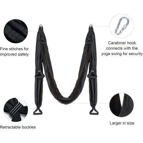 ZELUS Aerial Yoga Swing Sling Strong Yoga Hammock Kit Set Trapeze Inversion Equipment Include 2 Extensions Straps and Ceiling Mounting Kit