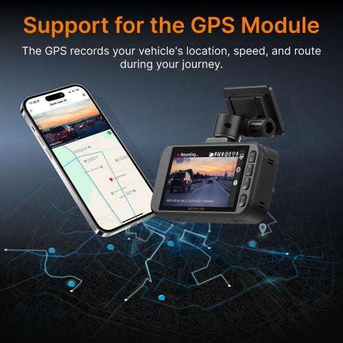 Miofive Dash Cam Front – 4K UHD Dash Camera for Cars, Built-in Bluetooth, 5G Wi-Fi, GPS, 3 IPS Screen, Night Vision, 140° Wide Angle, HDR, 24-Hour Parking Mode, G-Sensor(S1)