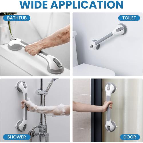 Shower Grab Bars,Shower Handles for Elderly Suction,16.8,Grey | stable safety grip for seniors,elderly,bathtubs&toilet,heavy duty drill-free waterproof removable,handrails,easy install