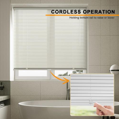 Cordless 1 Mini Blinds Suitable for 32.5 W x 64 H Windows Darkening Waterproof Aluminum Heat Resistant Horizontal Window Blinds & Shades Hidden Install for Bedroom,Kitchen,Bathroom