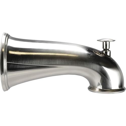 DANCO Decorative Bathtub Faucet Spout with Pull Up Diverter | 6 Inch Length | Brushed Nickel Finish (10316)