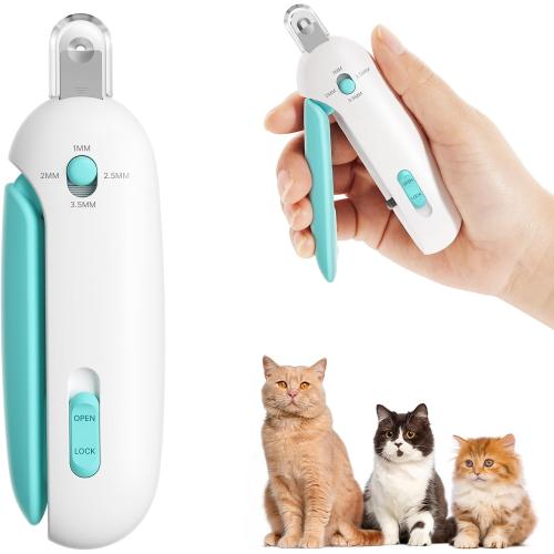 Potaroma Cat Nail Clipper with Adjustable 3-Size Trimming Hole & Hidden Nail File | Safe Toenail Trimmer for Kittens & Indoor Cats | Anti-Splash Claw Cutter for Grooming